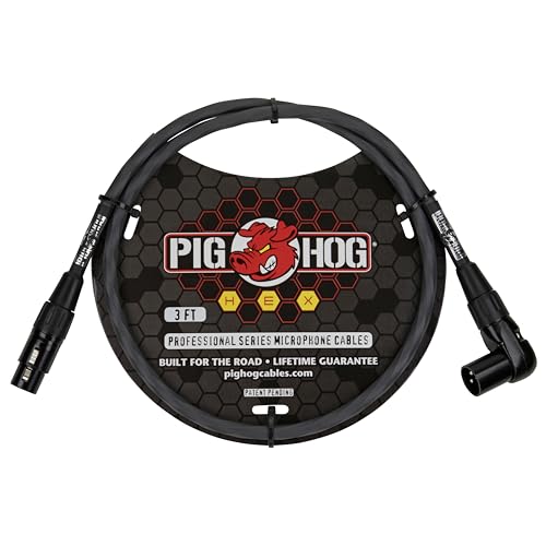 Câble de micro à angle droit Pig Hog PHMH3GRR gris 0,9 m pour éviter la tension des prises