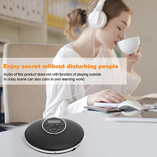 Bluetooth draagbare cd-spelers, mobiele cd-muziekspeler en pocket walkman, compact discman cd-schijfspeler met stereo-oortelefoon voor reizen/thuis/schoolonderwijs (zwart) - Image 6