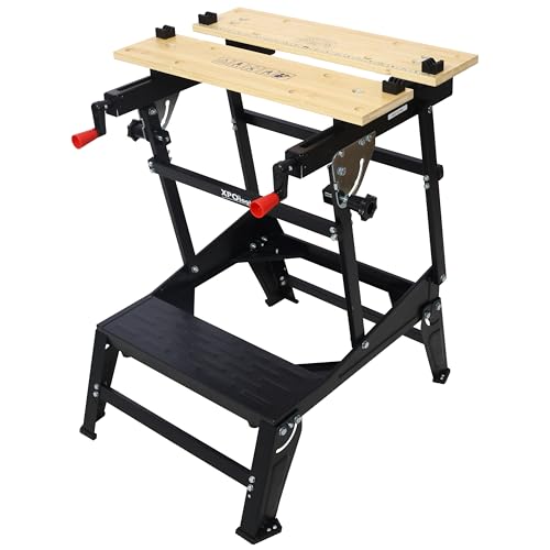Portable Workbench Workmate Folding Workbench Portable Work Table 550 lbs Capacity Multipurpose Vise Workbench for Woodworking Garage and DIY