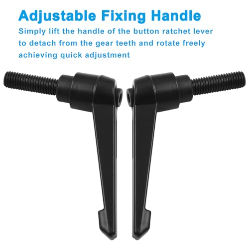 Image of BokWin 2 Pcs Adjustable Handle Clamping Lever M10x32mm Ratchet Male Threaded Stud Knob Ratchet Push Button Lever(Black)