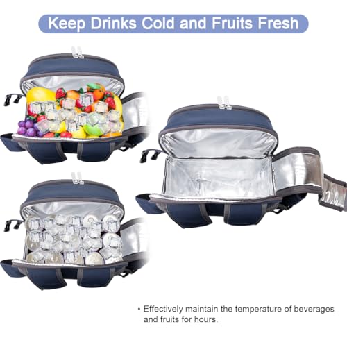 Sunflora Picnic Backpack for 4 Person Set Pack with Insulated Waterproof Pouch for Family Outdoor Camping (Navy Blue)