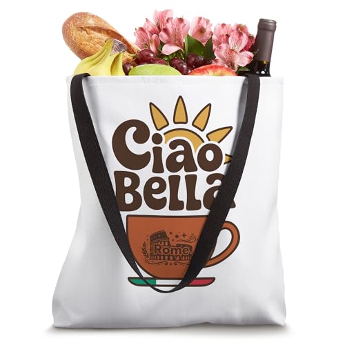 Bolso tote Ciao Bella Rome con gráfico vintage de café italiano miniatura 4