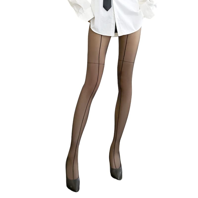 Image of Sahabowi Women Tights, Female Sheer High Waist Pantyhose, Vintage Control Top Stockings