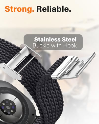 BandRain Stretchy Braided Band Compatible with Samsung Galaxy Watch 7 Ultra Bands 47mm, Smartwatch Replacement Elastic Nylon Sport Strap for Samsung Watch Ultra 2024 Men Women