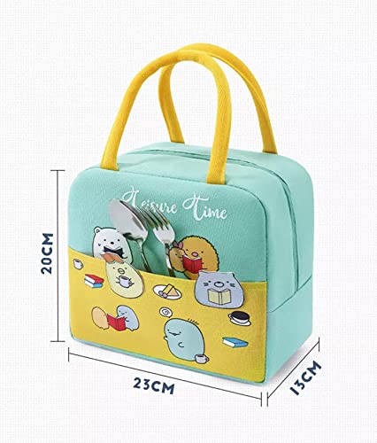 Image of House of Quirk Insulated Reusable Lunch Bag Tote Bag for Women Printed Lunch Bag for School Picnic Office Outdoor Gym (Leisure Time) - Oxford Cloth, Pink, Yellow, 5 liters