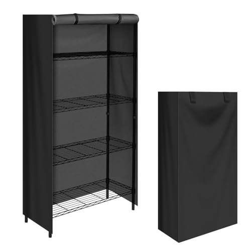 CATOTEL Storage Shelving Unit Cover,Waterproof Shelf Cart Cover Protective Outdoor Indoor Storage Rack Dust Cover with Zipper (32.5""Lx16.5""Wx72""H), Black, O0-C2NH-ZY28