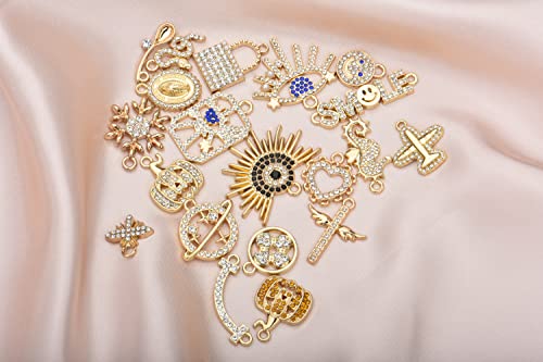 Zicdije Pack Of 20 Mixed No.2 Rhinestone Charms Gold Plated Pendants Pave Crystal Accessories For Necklace Bracelet Jewelry Making Diy Crafting #TOP1
