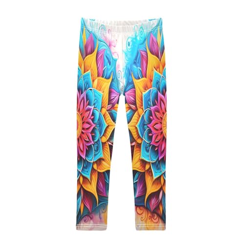 Toddler Girls Leggings Printed Yoga Pants Leggings Bohemia Blue Pink Flower for Kids