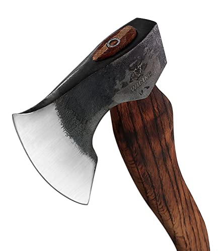 Wicing Camping Hatchet - 15.2 Inches Chopping Axe For Wood Splitting And Kindling, 1055 High Carbon Steel And Beech Wooden Handle, With Leather Sheath - Head 1.35 Lbs #TOP2