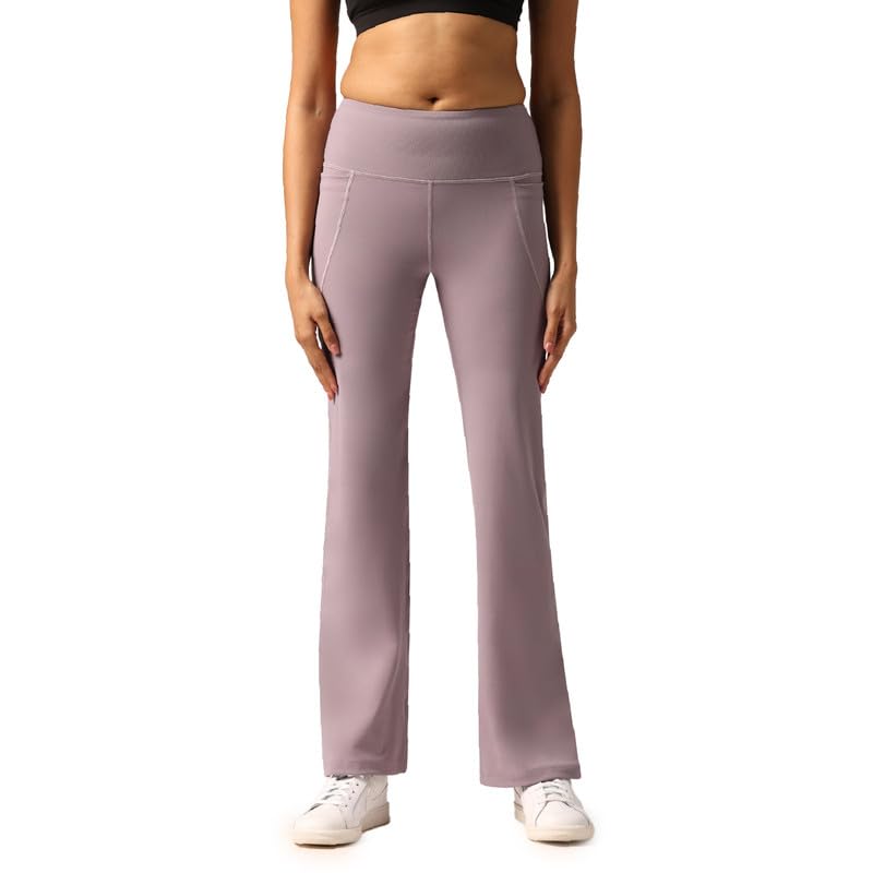 Image of BlissClub Ultimate Flare Pants for Women Upto 5'4 ft | Ribbed Waistband, 4 Pockets | High Waist Trousers and Formal Pants for Office wear