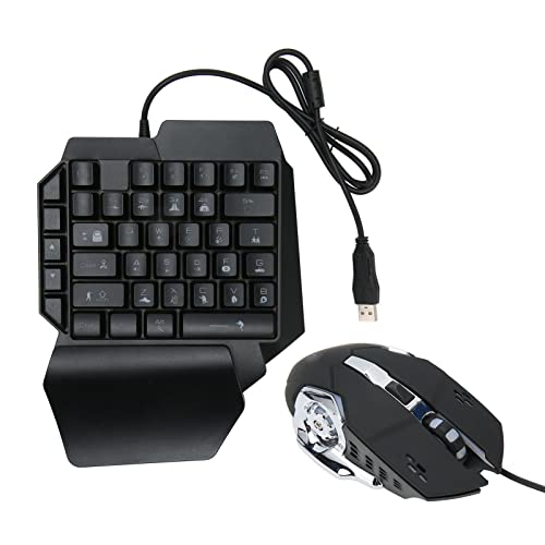 Image of ciciglow Single Hand RGB Gaming Keyboard And Mouse Combo, USB Wired LED Backlit Keyboard With Mouse And Converter, 35 Keys Mini Gaming Keyboard Set For iOS 13.4 Or Less