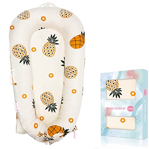 Image of Baby Lounger Cover for Dockatot Deluxe + | 100% Cotton Hypoallergenic Newborn Premium Quality Spare Cover(Cover Only) (Pineapple)