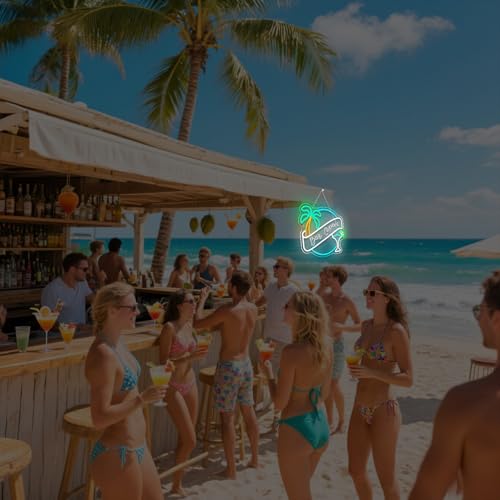 Image of WX&YH Bar Open Neon Sign Cocktail Coconut Tree Led Light Open Signs for Business Bar Decorations for Home Pub Party Club Beer Bar Lights Man Cave Coffee Stores Restaurant Palm Decor Gifts