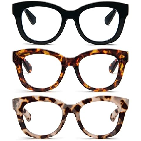 KoKoBin 3-Pack Oversized Reading Glasses For Women Blue Light Blocking Readers with Spring Hinge Ladies Computer Readers 2.0 Cover