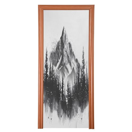 FLildon Mountain Ink Style Door Cover Decoration, Party Accessory Porch Decor for Festive Ornament Room Door Covers 32 x 79 Inch