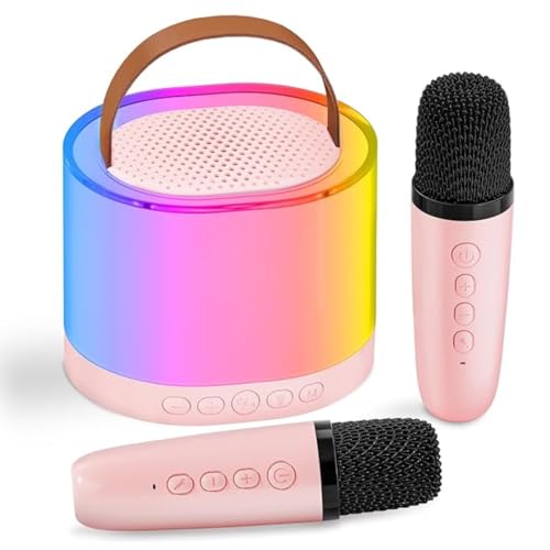Image of JB'S LAND 2024 New Karaoke Machine for Kids with Wireless Mics 4-12 Years Old Girls Birthday Toys Gifts for Girls Boys Ages 4, 5, 6, 7, 8, 9, 10, 12 +Year Old Birthday Party (K-12 Round Dual Mic)