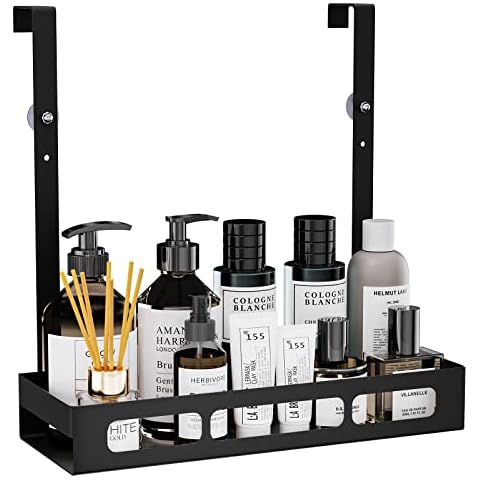 LEEFE Shower Caddy Hanging, Over Door Shower Shelf Organizer for Hanging Shampoo Conditioner, Rustproof Bathroom Caddy Shower Storage Basket Stainless Steel (Black) Cover