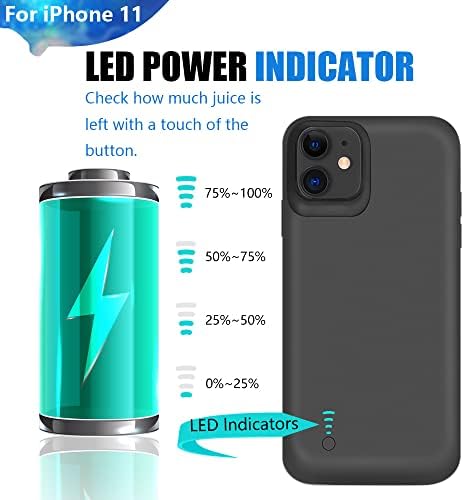 BAHOND Battery Case for iPhone 11, 6000mAh Rechargeable Extended Battery Charging Charger Case, Add 120% Extra Juice, Support Wire Headphones
