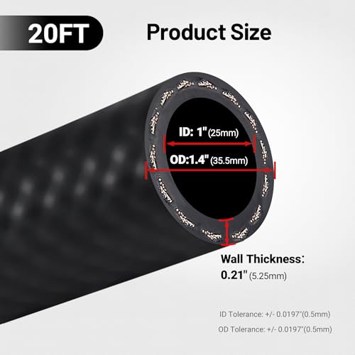 Evil Energy 1" Fuel Transfer Hose 20FT,Farm Fuel Hose for Dispensing Diesel Gasoline Kerosene Biodiesel