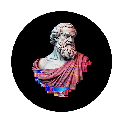 Socrates Icon Roman Bust Modern Stoic Mindset PopSockets Swappable PopGrip, Black - Image 3