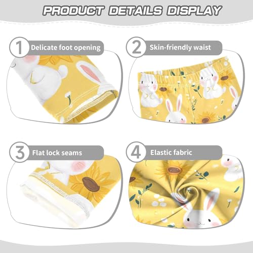 Cute White Bunny Girls Leggings,Workout Leggings for Girls Toddler Athletic Legging Size for 3-10T3