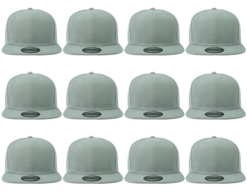 Image of Gelante Plain Blank Flat Brim Adjustable Snapback Baseball Caps Wholesale LOT 12 Pack