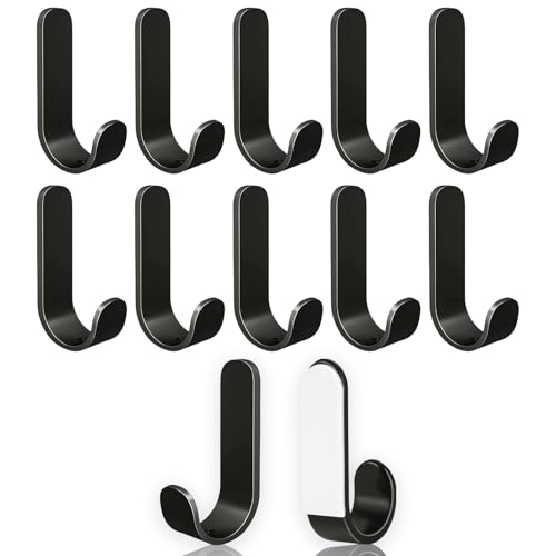 Gerhannery Klebehaken Selbstklebend Handtuchhaken 12 Stück Wandhaken aus Edelstahl, Handtuchhalter Wall Hooks Haken Ohne Bohren, Küchenhaken Kleiderhaken Türhaken Ideal für Bad Toilette Büro