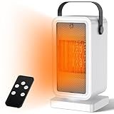 BOTISONE セラミックヒーター 小型 【2025冬新登場 2秒瞬暖 ECO知能恒温&節電対策】PTC セラミックファンヒーター 15-35℃恒温 2段階温風切替 1-12Hタイマー機能 リモコン付き マイナスイオン 55℃で安全自動停止&OFF-30秒送風散熱機能&二重過熱保護&V0級難燃ボディ コンパクト軽量 暖房器具 10畳 足元 寝室 トイレ 引越し祝い 日本語取扱説明書 ホワイト