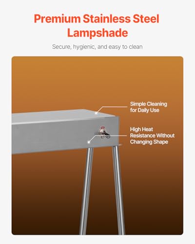 VEVOR Food Heat Lamp, 750W Hanging Commercial Food Heating Warmer, Stainless Steel Electric Strip Heater Light with Cord, Heatlamp Warming Equipment for Food Restaurant, Buffet, and Catering Kitchen