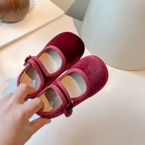 Toddler Mary Jane Shoes, Velvet Ballet Flats, Black and Burgundy, 2-Pack2