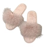 [Maison de TAO] メゾンドタオ ファーサンダル レディース ふわふわ スリッパ ルームシューズ おしゃれ 室内履き 外履き 滑りにくい 23-25cm (ピンク, 24.0 cm)