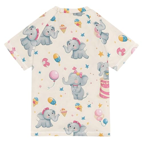 ALAZA Kids Rash Guard Boys Toddler Swim Shirts Short Sleeve Cartoon Elephant Cute UPF 50+ 3T2