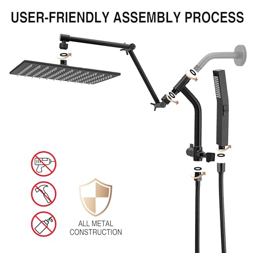Image of All Metal 10 inch Luxurious Rain Shower Head with Handheld Spray, Power Jet