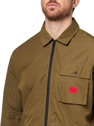 Image of Hugo Men's Cotton Mix Canvas Zip Up Overshirt