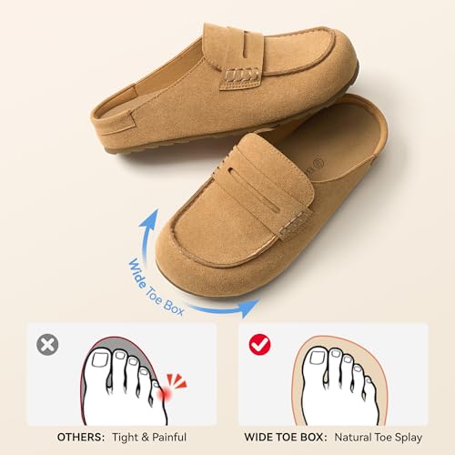 Image of BOSTANTEN Clogs for Women Wide Width Comfortable Suede Mules with Soft Footbed and Arch Support, Cute Slip On Potato Shoes