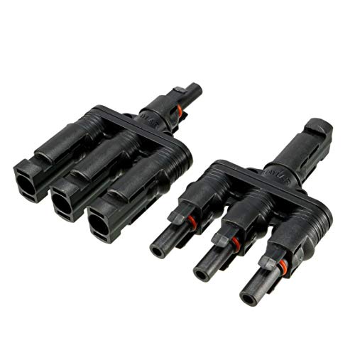 Solar Panel MC4 T Branch Connectors Cable Splitter Coupler Combiner for Parallel Connection Between Solar Panels/Black