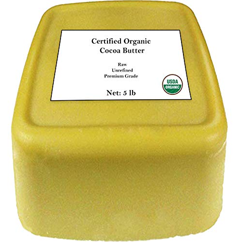 Organic Cocoa Butter 5 lb, USDA Certified Organic by Mary Tylor Naturals , Premium Grade Raw Unrefined Un Deodorized Dominican Cacao Butter, Ivory , Amazing Skin Nourishment, Great for Stretch Marks D