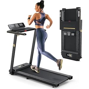 UREVO Portable Folding Treadmills for Home, Max 3.0 HP Running Walking Treadmill with 12 Pre Set Programs and Wider Tread Belt, Adjustable Display, Pause Detection