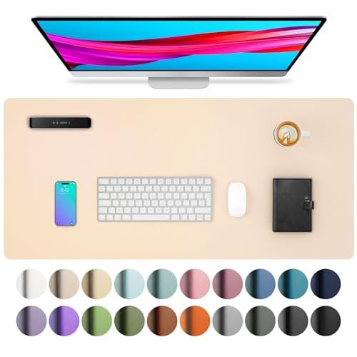 Aothia Large PU Leather Desk Pad Protector – Non-Slip Mouse Pad & Writing Mat for Office/Home, Waterproof, Easy to Clean (31.5" x 15.7", Aqua)