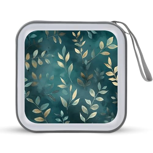 Étui à CD rigide pour 40 DVD motif feuilles aquarelle, taille unique