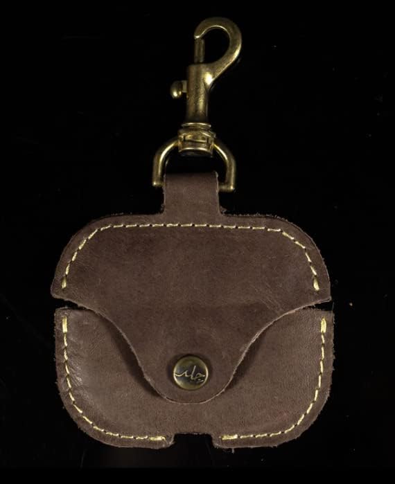 Airpods Pro Case with Keychain, Genuine Leather Protective Shockproof Scratch Resistant, Front LED Visible