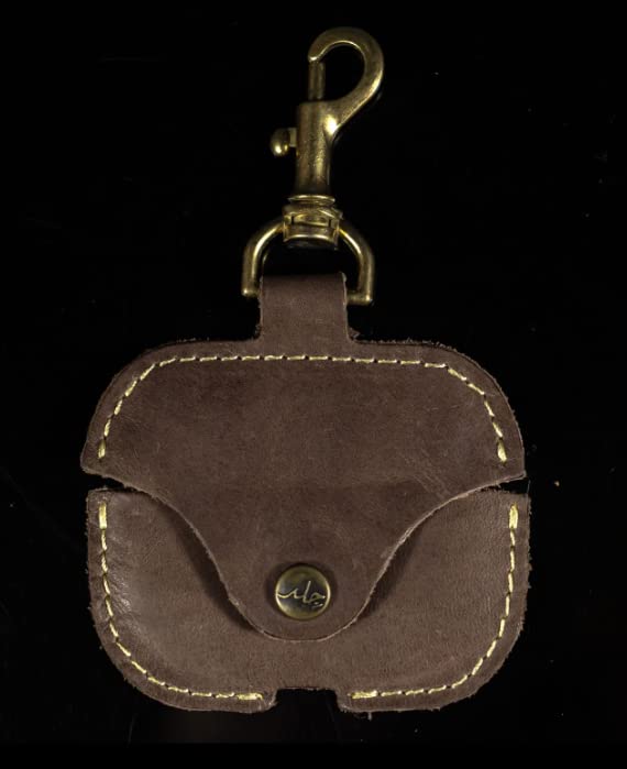 Airpods Pro Case with Keychain, Genuine Leather Protective Shockproof Scratch Resistant, Front LED Visible