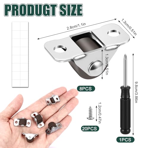 8 Piezas Mini Ruedas de Goma para Muebles 1,3 cm, Direccionales con 20 Tornillos y 1 Destornillador para Pequeños Electrodomésticos - imagen 2