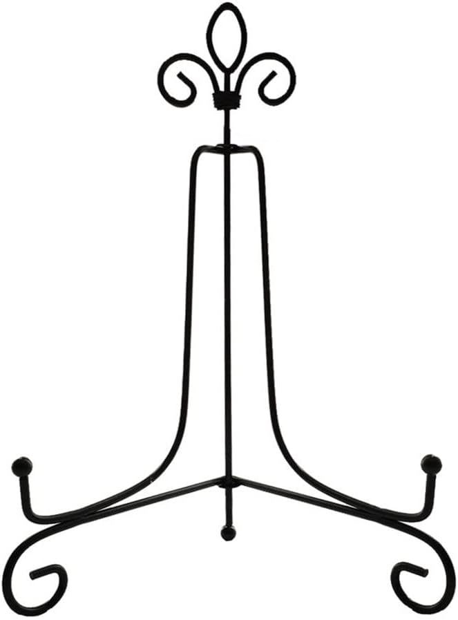 Large Iron 10 inch plate stand Holder Picture Frame stand Easel Display stand Black and gold(E)