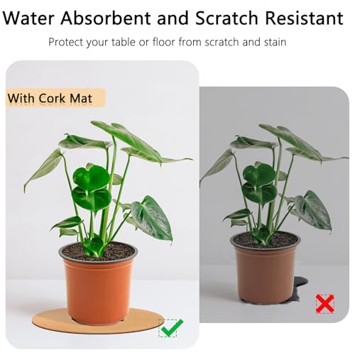 18 Inch Large Cork Plant Coasters, 2 Pieces Cork Plant Mats, Cork Coaster for Planters, Large Plant Coasters for House Plants Indoor Outdoor (Nude & Black) - Image 6