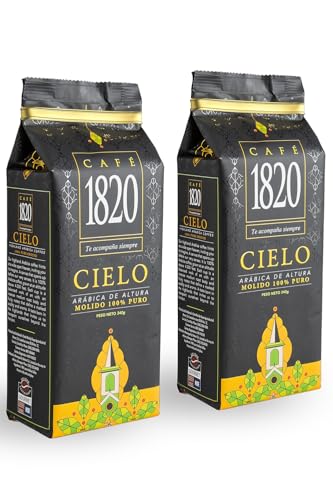 Image of Cafe 1820 Cielo Gourmet, Premium Costa Rican Ground Coffee 100% Arabica, Medium Roast, High Altitude Coffee with Fruity Notes & Acidity, 12 oz (2 Pack)