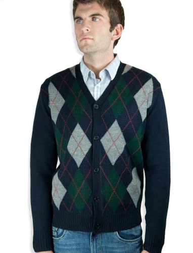 Blue Ocean Mens Cardigan Argyle Button Down Sweater