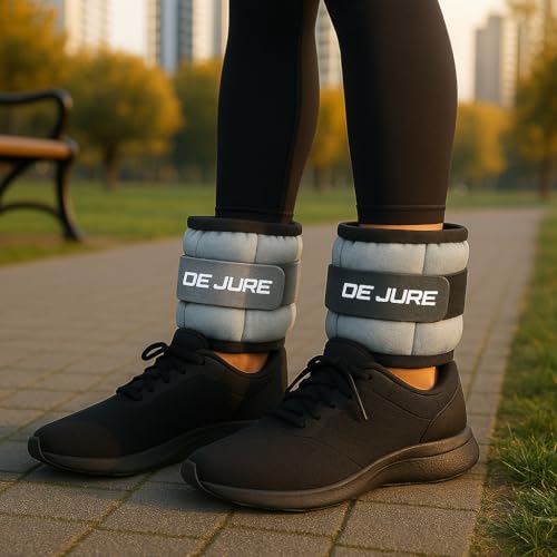 Image of De Jure Fitness Adjustable Ankle & Wrist Weights Pair (1KG x 2) for Men & Women | Strength Training, Walking, Running, Workout, Yoga | Comfortable, Durable | Grey - 2KG