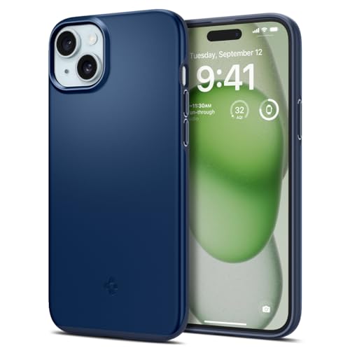 Spigen �y�n��18�N�̋Z�p�́z iPhone 15 Plus �P�[�X �}�b�g ���^ �y�� �ČRMIL�K�i �w��h�~ ���C�����X�[�d �V���E�t�B�b�g ACS06640 (�l�C�r�[�E�u���[)