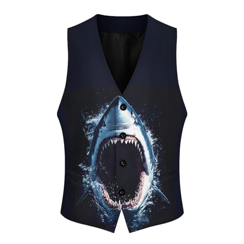Ocean Shark (10) Men's Suit Vests Business Formal Dress Vest V-Neck Waistcoat for Wedding Casual4